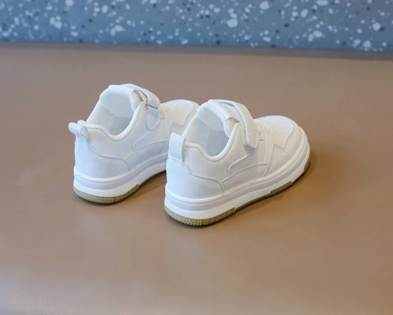 Kids White Spring/Autumn Sneakers – Lightweight Soft-Sole Casual Shoes
