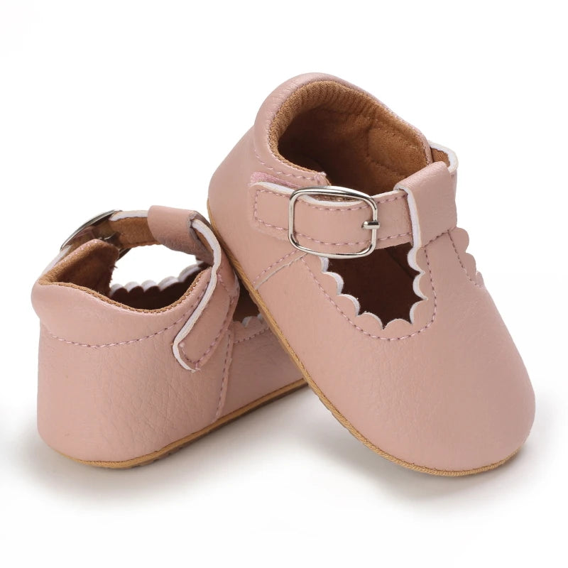 Baby Stripe Leather Shoes – Multicolor Non-Slip First Walkers