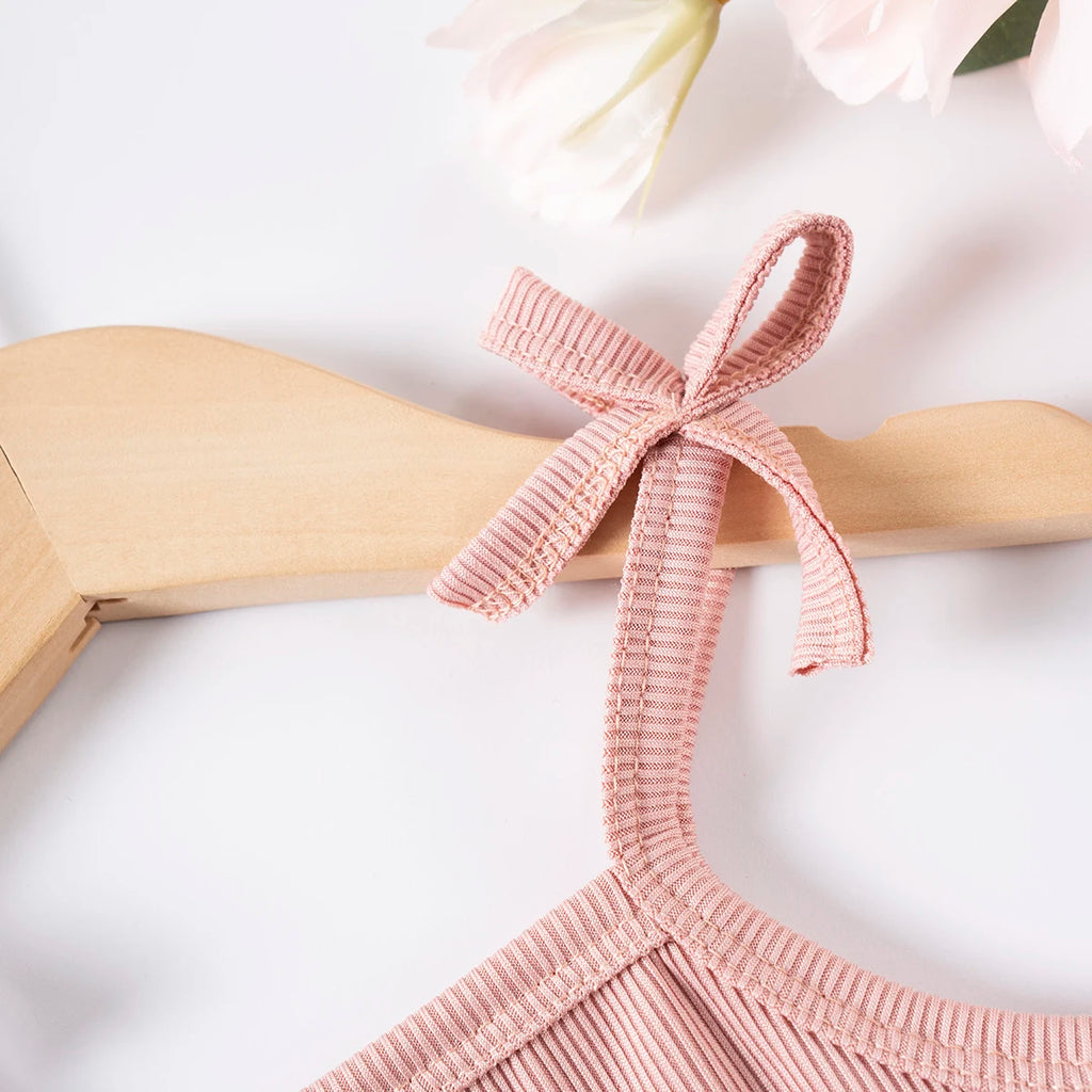 2pcs Camisole Bow Tops & Casual Shorts Set Cute Small Fresh Style Daily