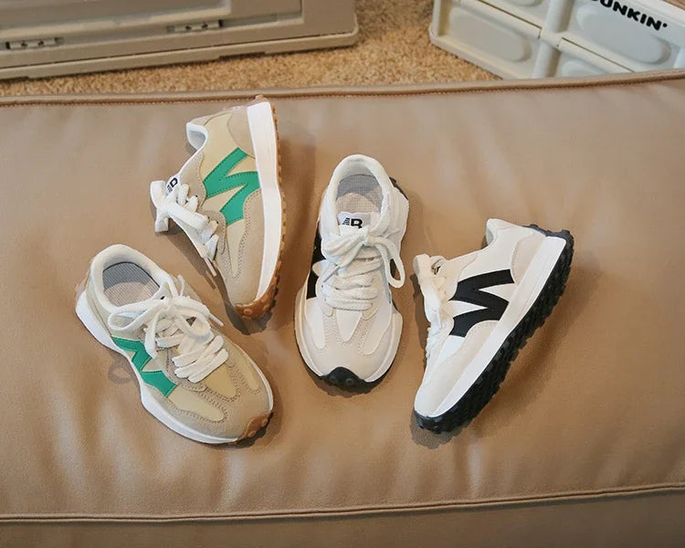 Kids Spring Leather Sneakers – Soft Sole Non-Slip Casual Shoes