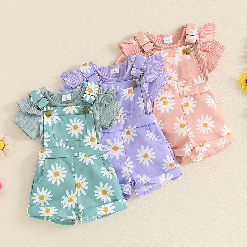 Cute Baby Girl Romper & Shorts Set (0–18M)