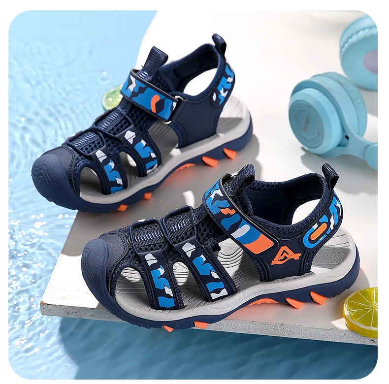 Kids’ Summer Water Sandals – Non-Slip Leather Shoes