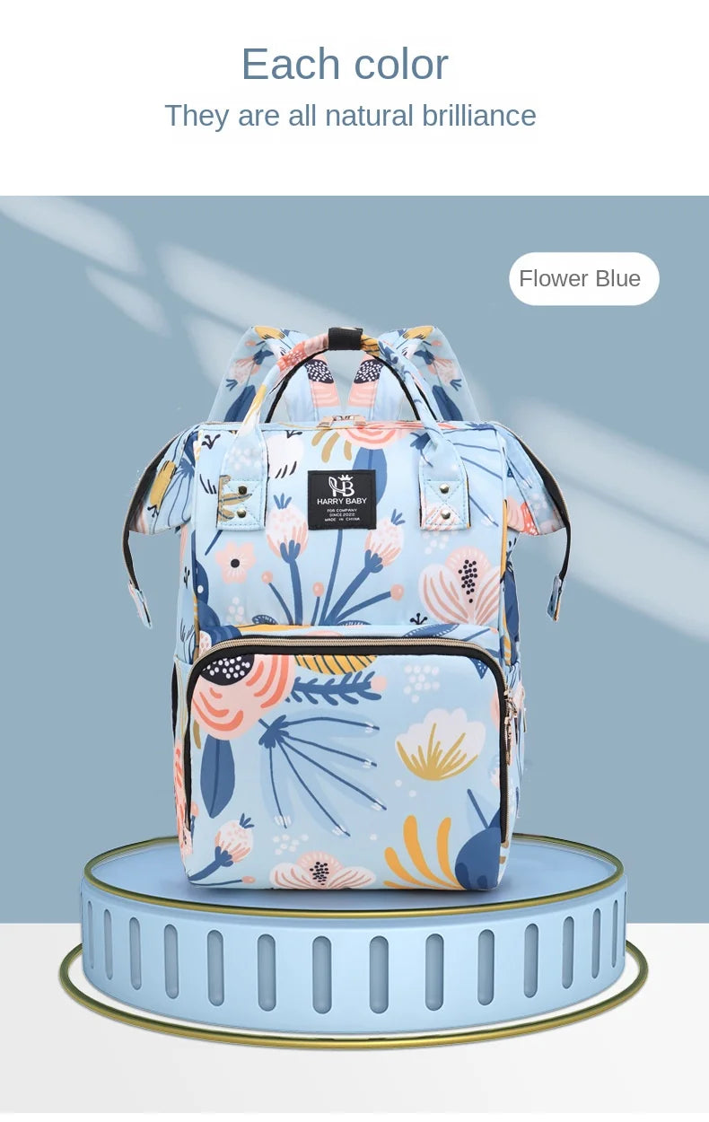 Fashion Print Nappy Backpack – Multi-Functional Large Capacity Mommy Bag for Outdoor Travel & Baby Care