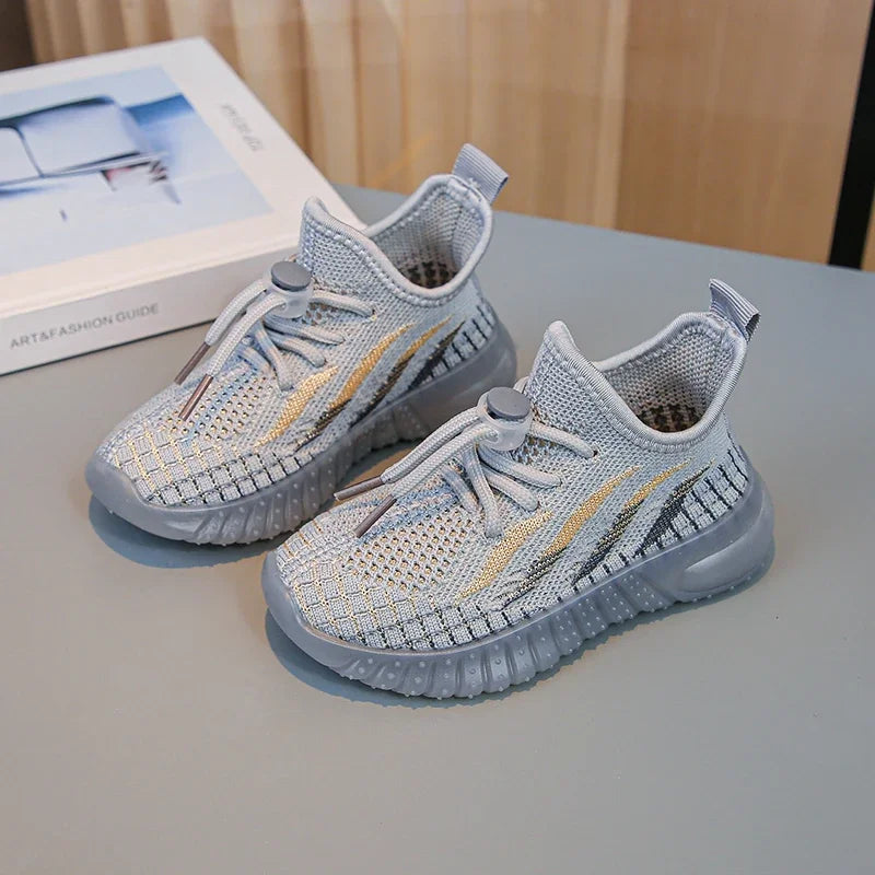 Kids Lightweight Woven Sneakers – Non-Slip Outdoor Mesh Shoes