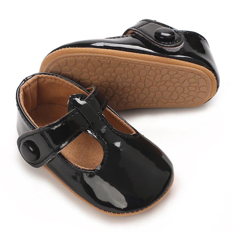 Baby Mary Jane Shoes (0–18M) – PU First Walkers with Bowknot