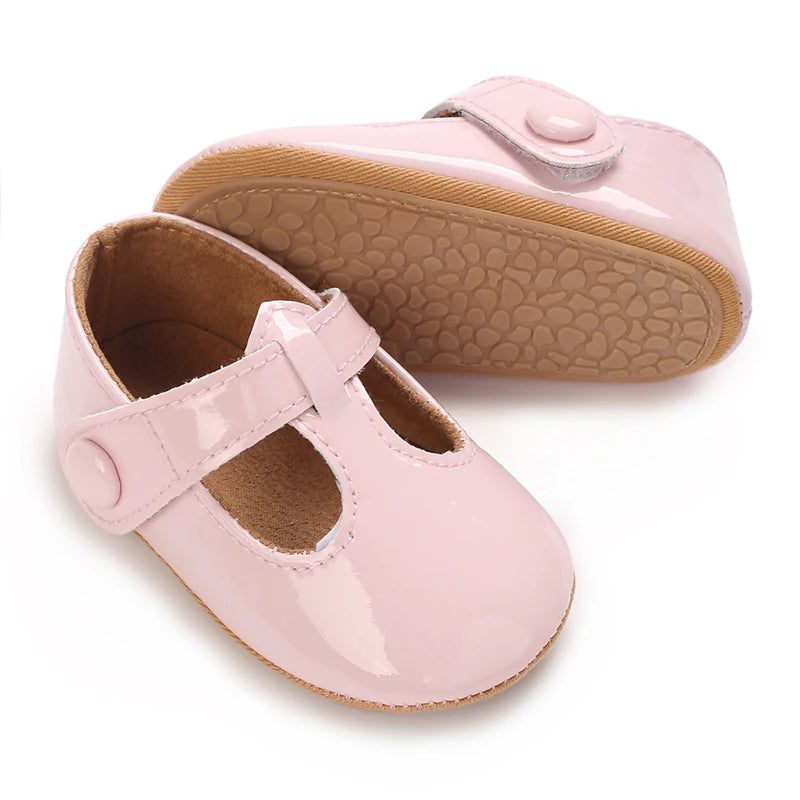 Baby Mary Jane Shoes (0–18M) – PU First Walkers with Bowknot
