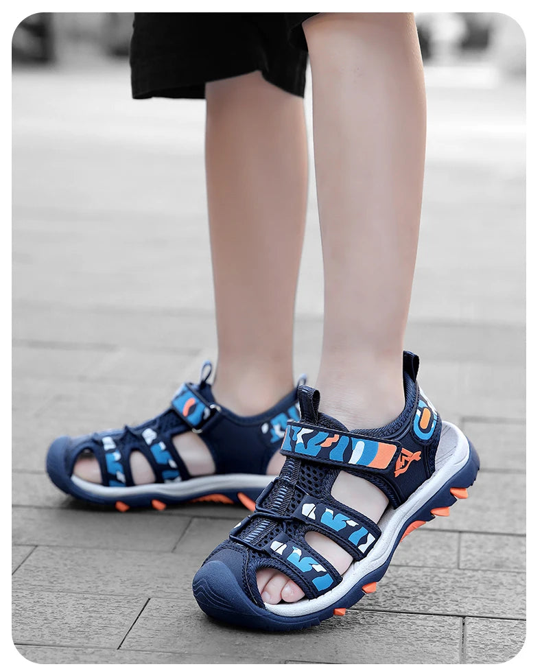 Kids’ Summer Water Sandals – Non-Slip Leather Shoes