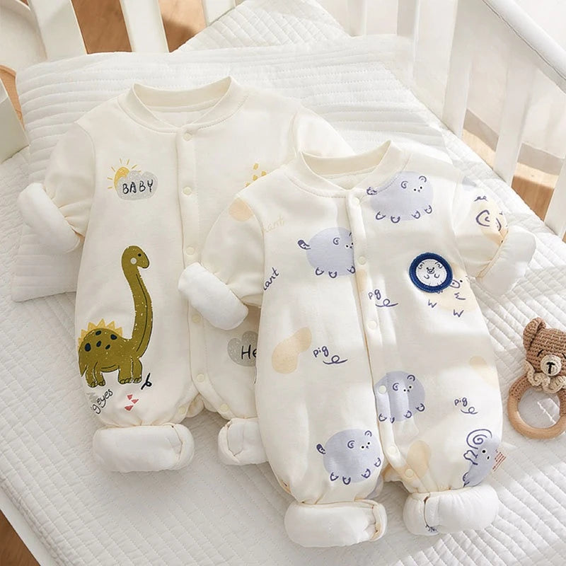 Cute Printed Baby Onesie, Thick Cotton Winter Outfit