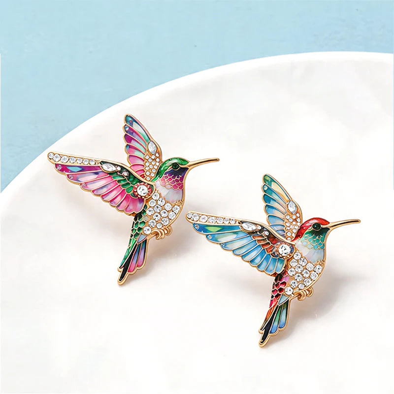 Hummingbird Color Rhinestone Animal Brooch