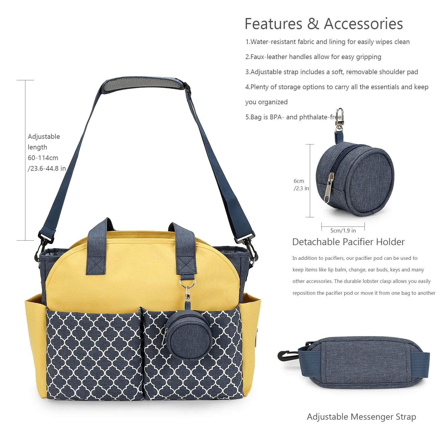 Diaper Bag Tote – Waterproof, Portable Baby Changing Bag with Shoulder Strap for Moms