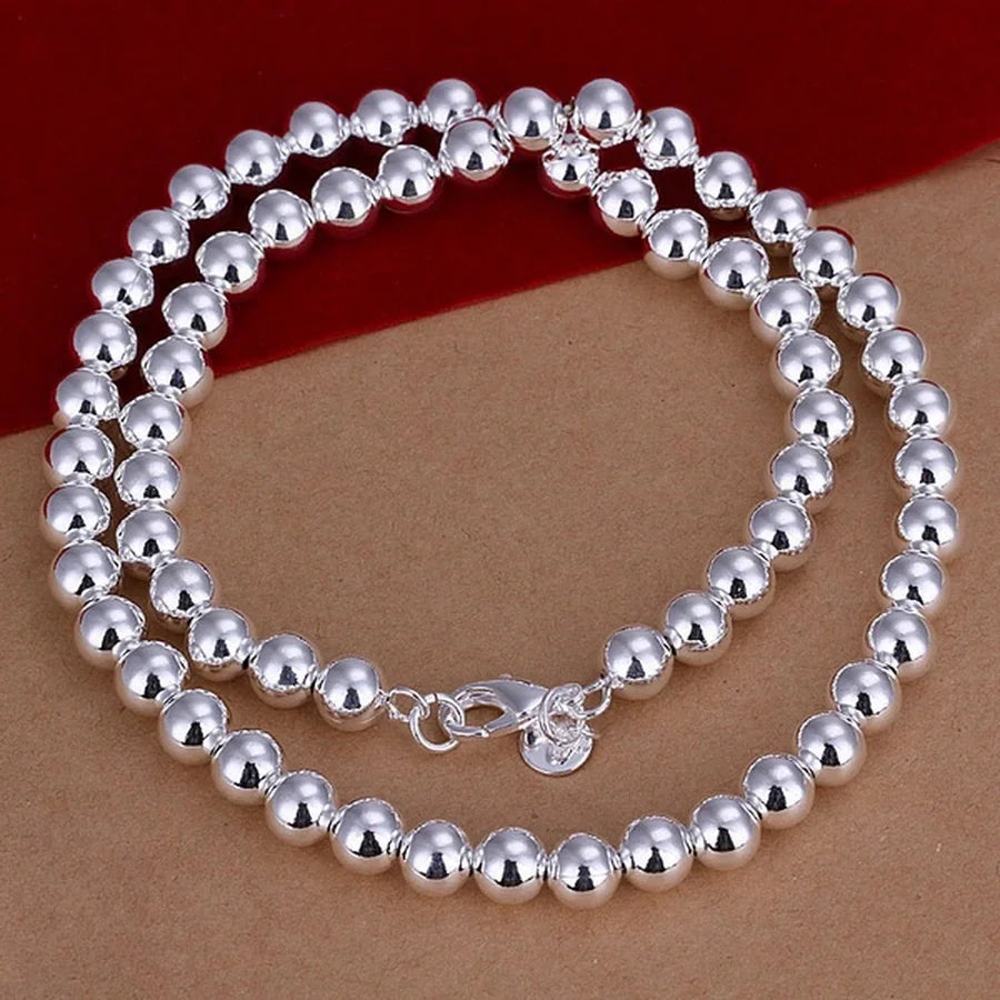 4 10MM Beads Chain 925 Sterling