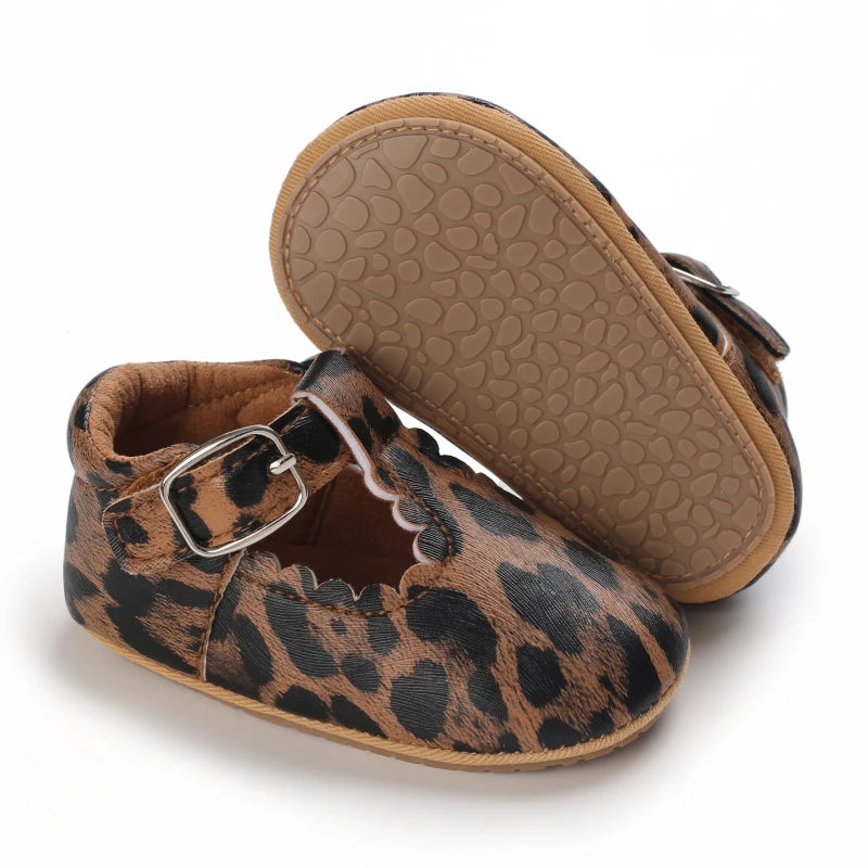 Baby Stripe Leather Shoes – Multicolor Non-Slip First Walkers