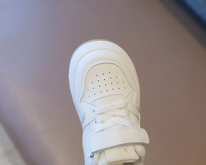 Kids White Spring/Autumn Sneakers – Lightweight Soft-Sole Casual Shoes