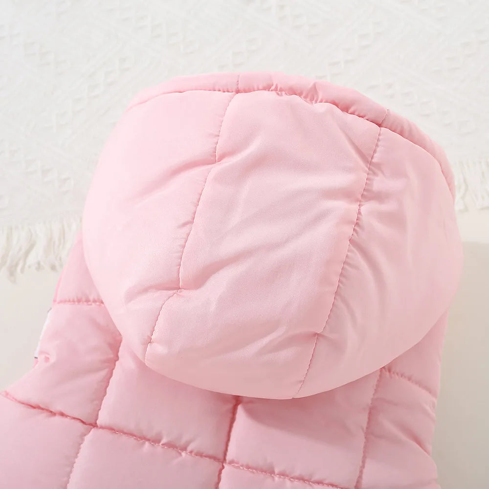 Kids Hooded Vest – Pink Elephant Print