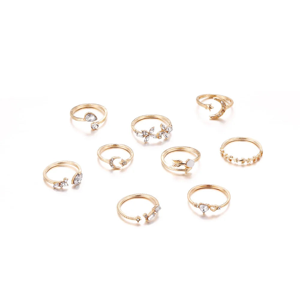 Gold Love Heart Butterfly Ring
