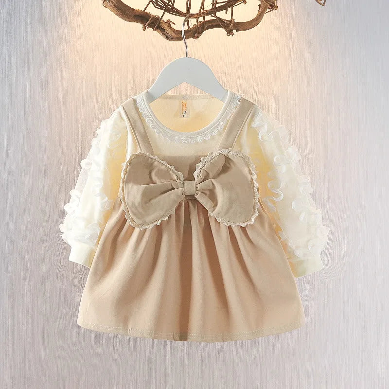 Baby Girl Winter Dress – Lace Bow (0–2Y)