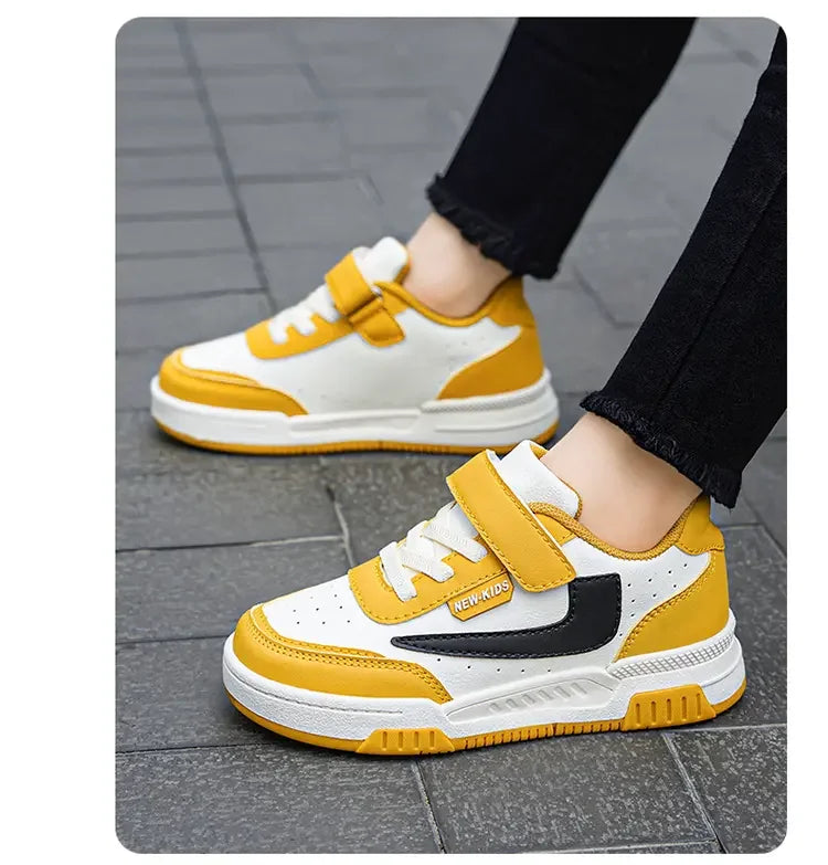 Kids’ Running Sneakers – Leather & Mesh, Non-Slip Shoes