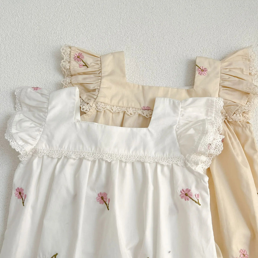 Baby Girls Sleeveless Embroider Flower