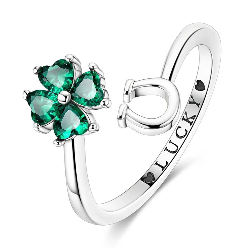 Clover Adjustable Ring 925 Sterling Silver Original Hummingbird Glow Firefly Free Size Open Rings For Women Wedding Jewelry Gift