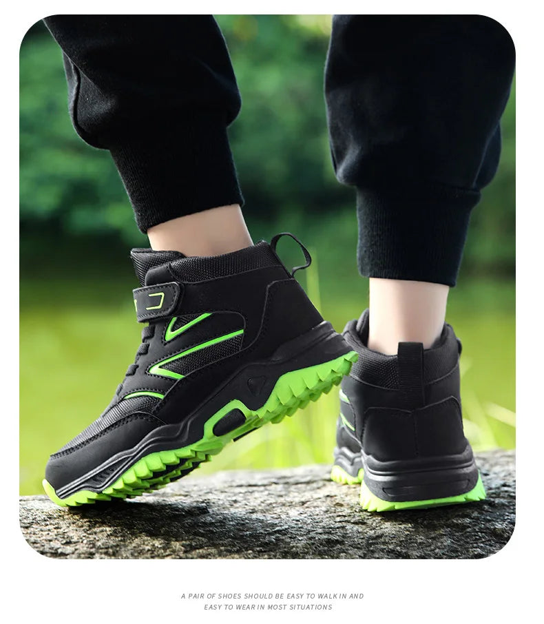Boys’ Leather Sports Sneakers – Non-Slip, Breathable (Sizes 29–40)