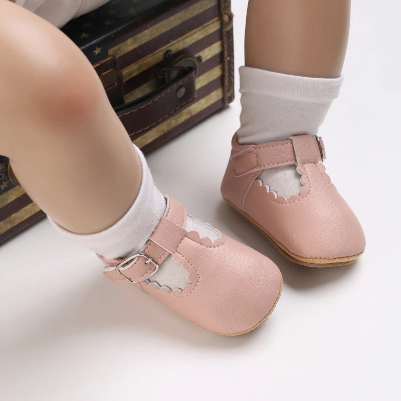 Baby Stripe Leather Shoes – Multicolor Non-Slip First Walkers