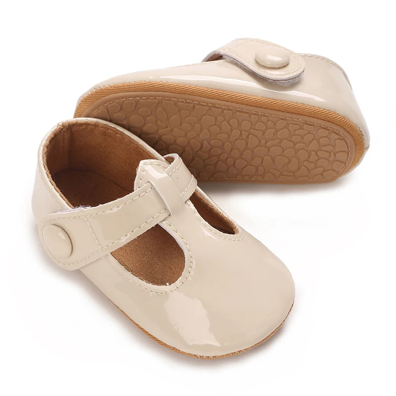 Baby Mary Jane Shoes (0–18M) – PU First Walkers with Bowknot