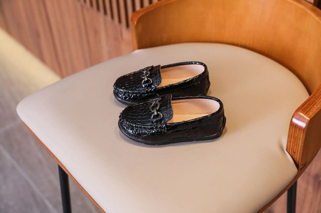 Kids’ Leather Loafers – Casual Slip-On Moccasins (21–30)