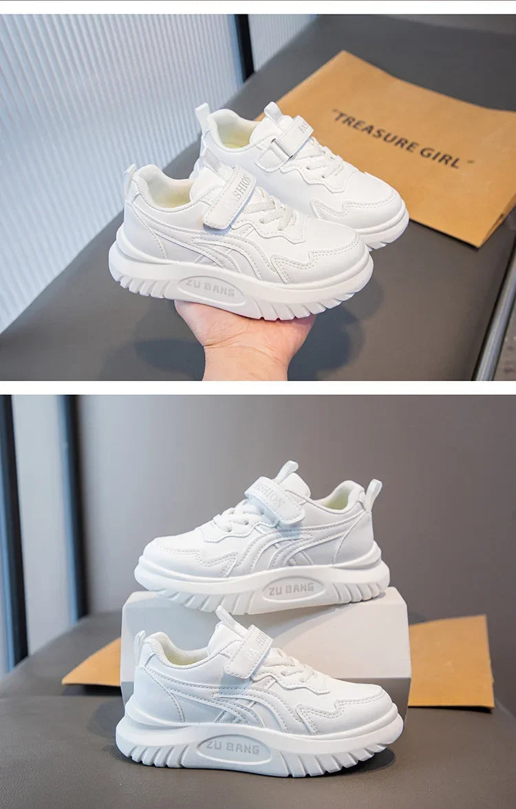 Kids Sports Shoes – Lightweight Breathable Leather Sneakers