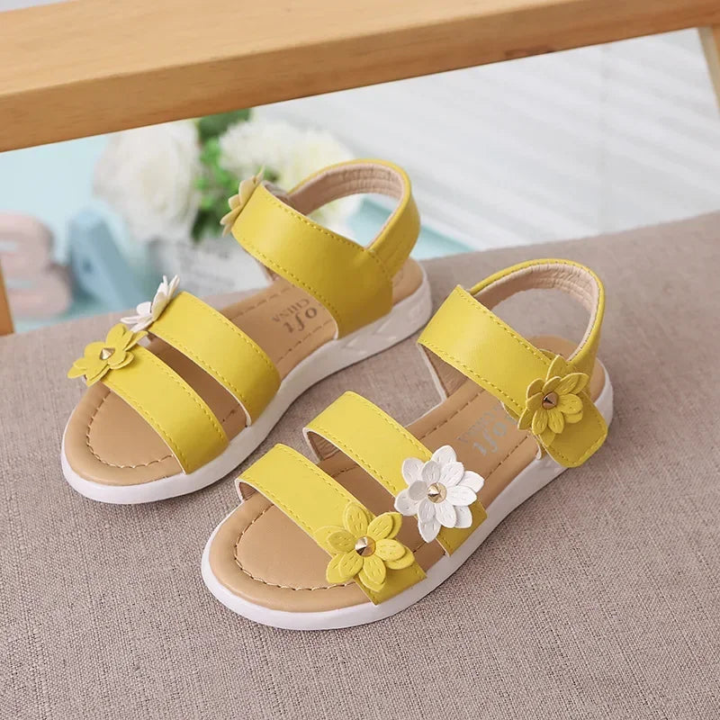 Girls’ Floral Gladiator Sandals – Soft Summer Beach Shoes