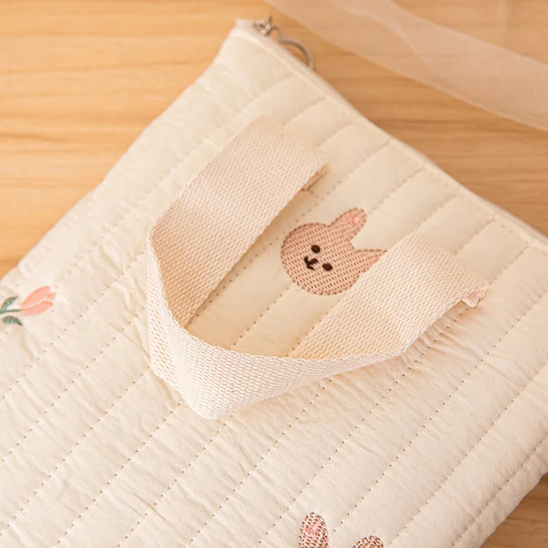Cotton Baby Diaper Bag – Travel, Stroller Storage & Cute Bear Embroidery Handbag for Moms