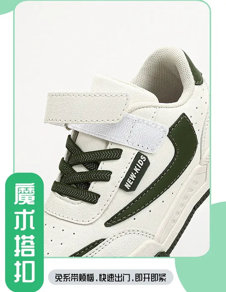 Kids’ Running Sneakers – Leather & Mesh, Non-Slip Shoes