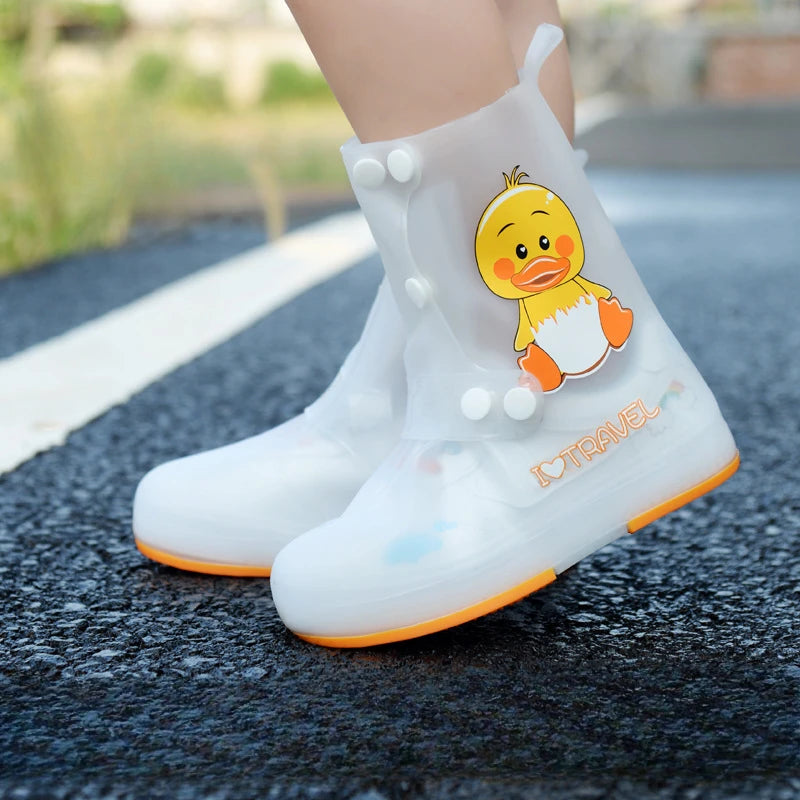 Kids’ Waterproof Rain Boots – Cartoon Animal Flat Shoes