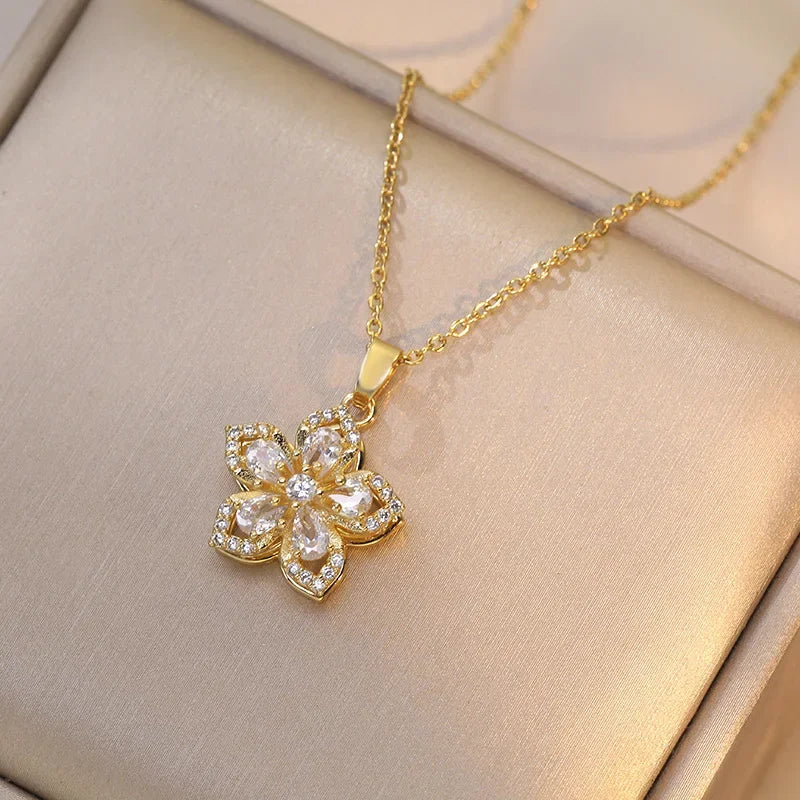 316L Stainless Steel Green Zircon Flowers