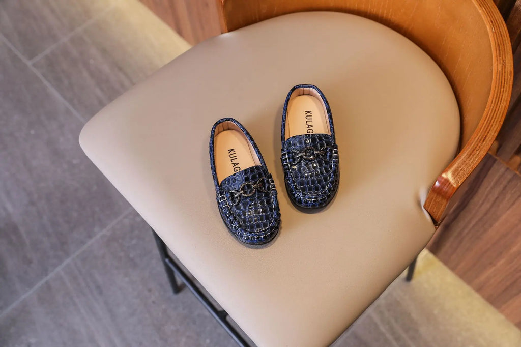 Kids’ Leather Loafers – Casual Slip-On Moccasins (21–30)