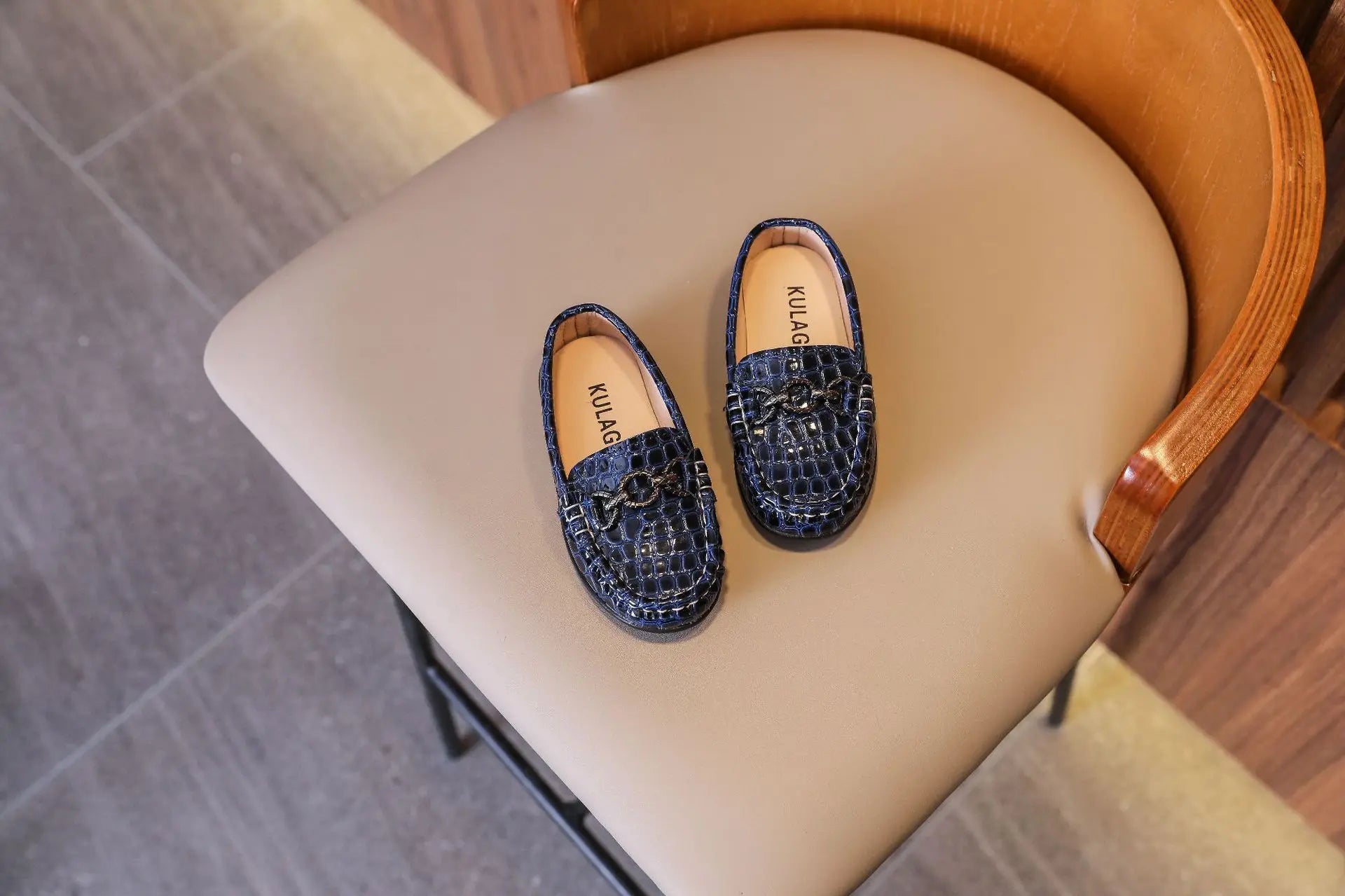 Kids’ Leather Loafers – Casual Slip-On Moccasins (21–30)