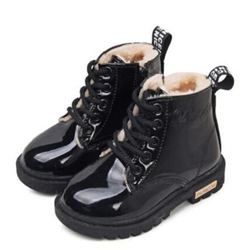 Girls’ PU Leather Winter Boots
