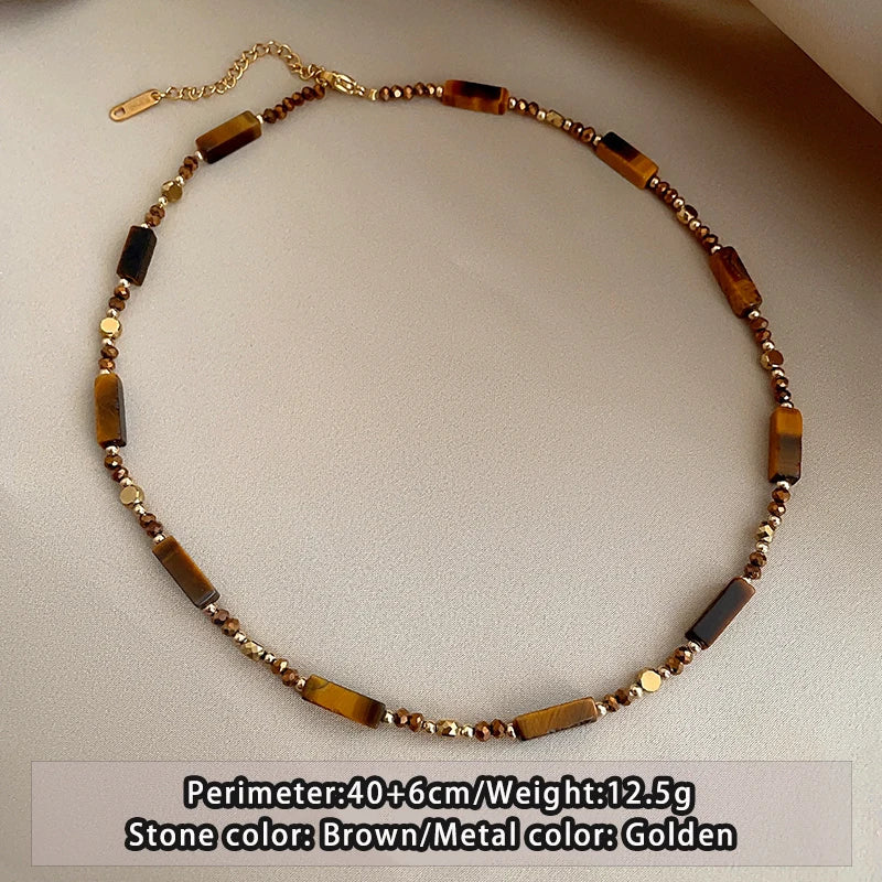 Retro Temperament Layered Tiger Eye Stone