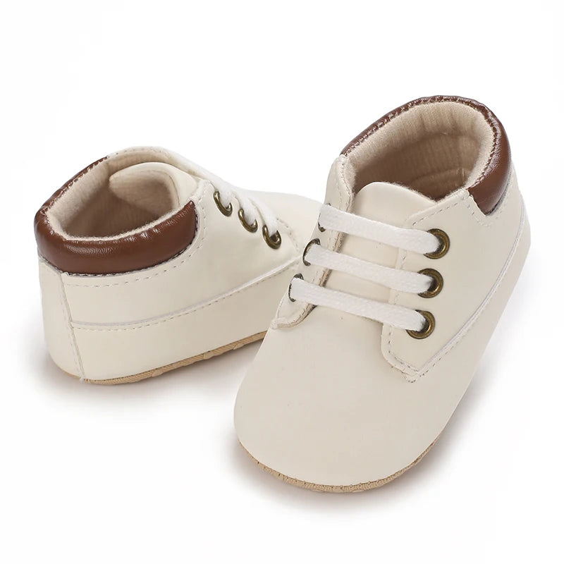 Baby Walking Shoes (0–18M) – Lace-Up Casual Flat Sneakers