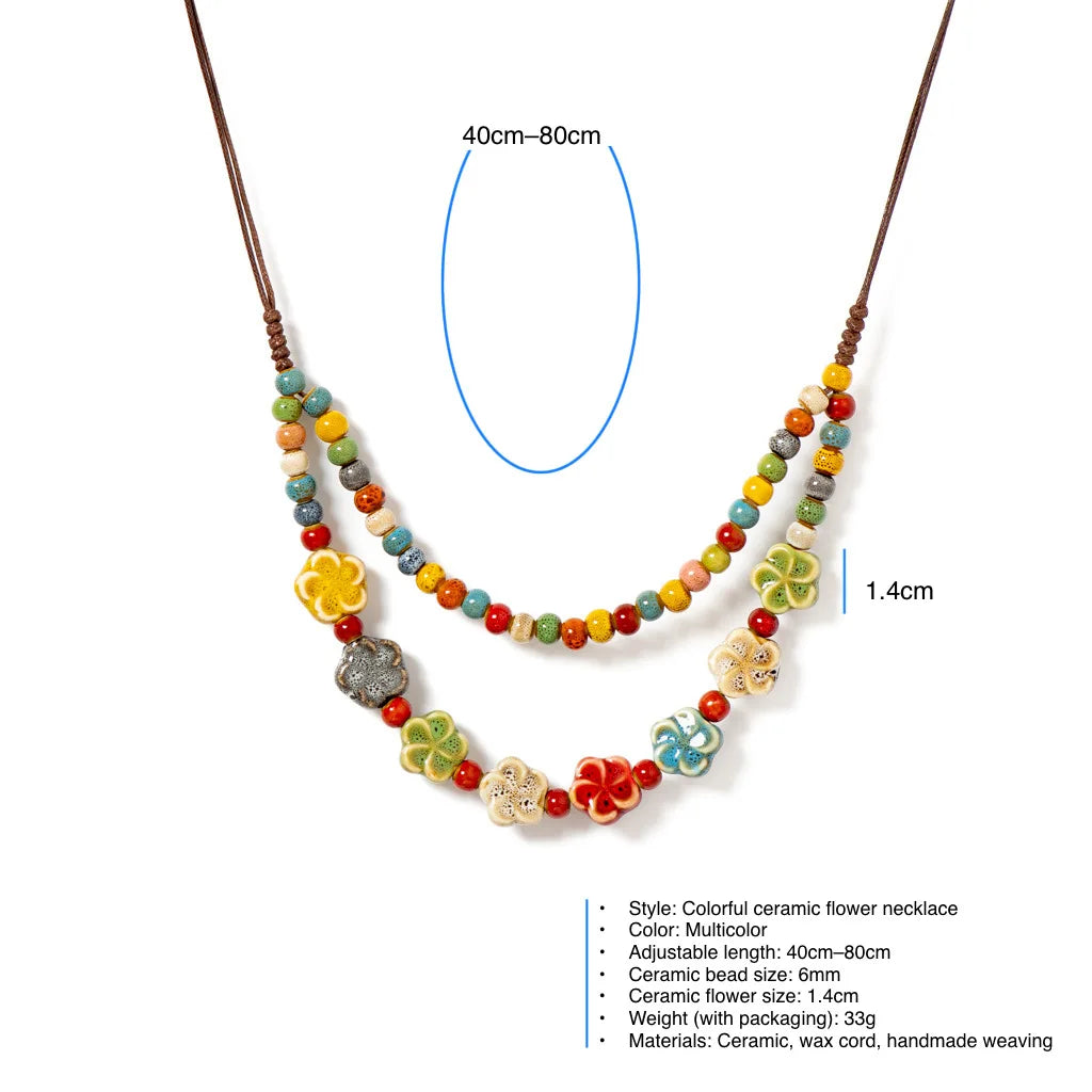Handmade Ceramic Flower Necklace for