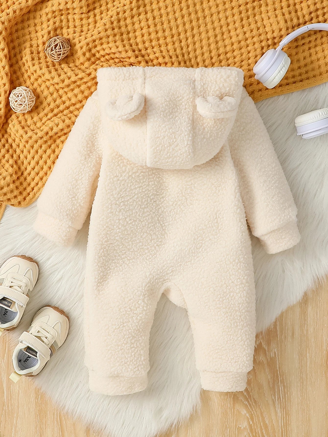Newborn Baby Girl Boy Fleece Jumpsuit Autumn For 3M-24M