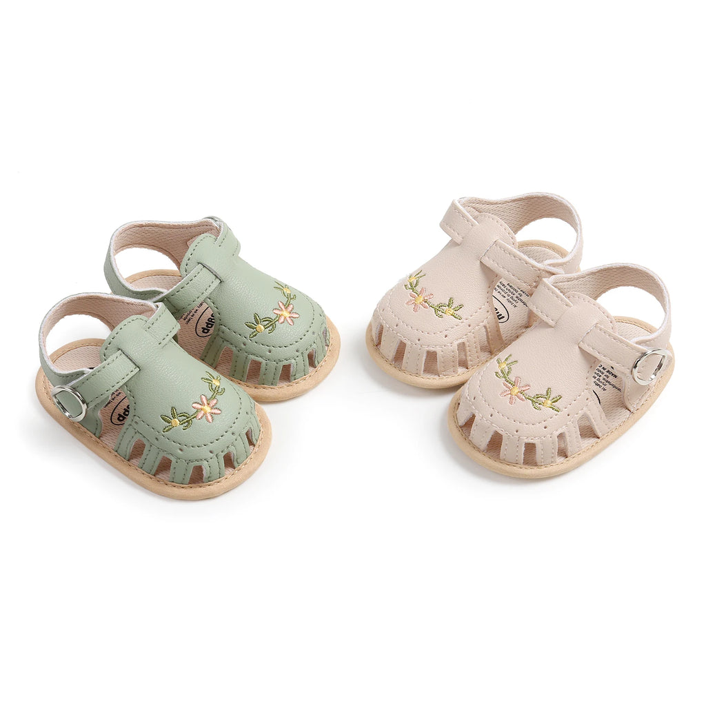Baby Girl Summer Sandals – Breathable Lightweight Floral Wrap-Toe Shoes