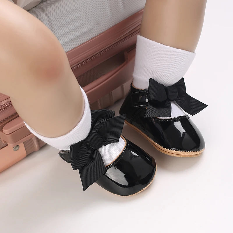Baby Girl Bow Flats – Soft Sole Non-Slip First-Step Sandals