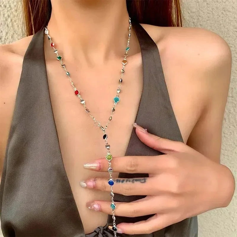Crystal Zircon Rhinestone Tassel Necklace