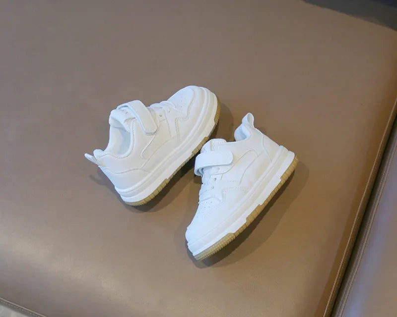 Kids White Spring/Autumn Sneakers – Lightweight Soft-Sole Casual Shoes
