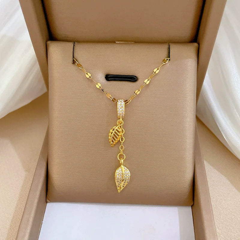 Eilieck Stainless Steel Zircon Necklace