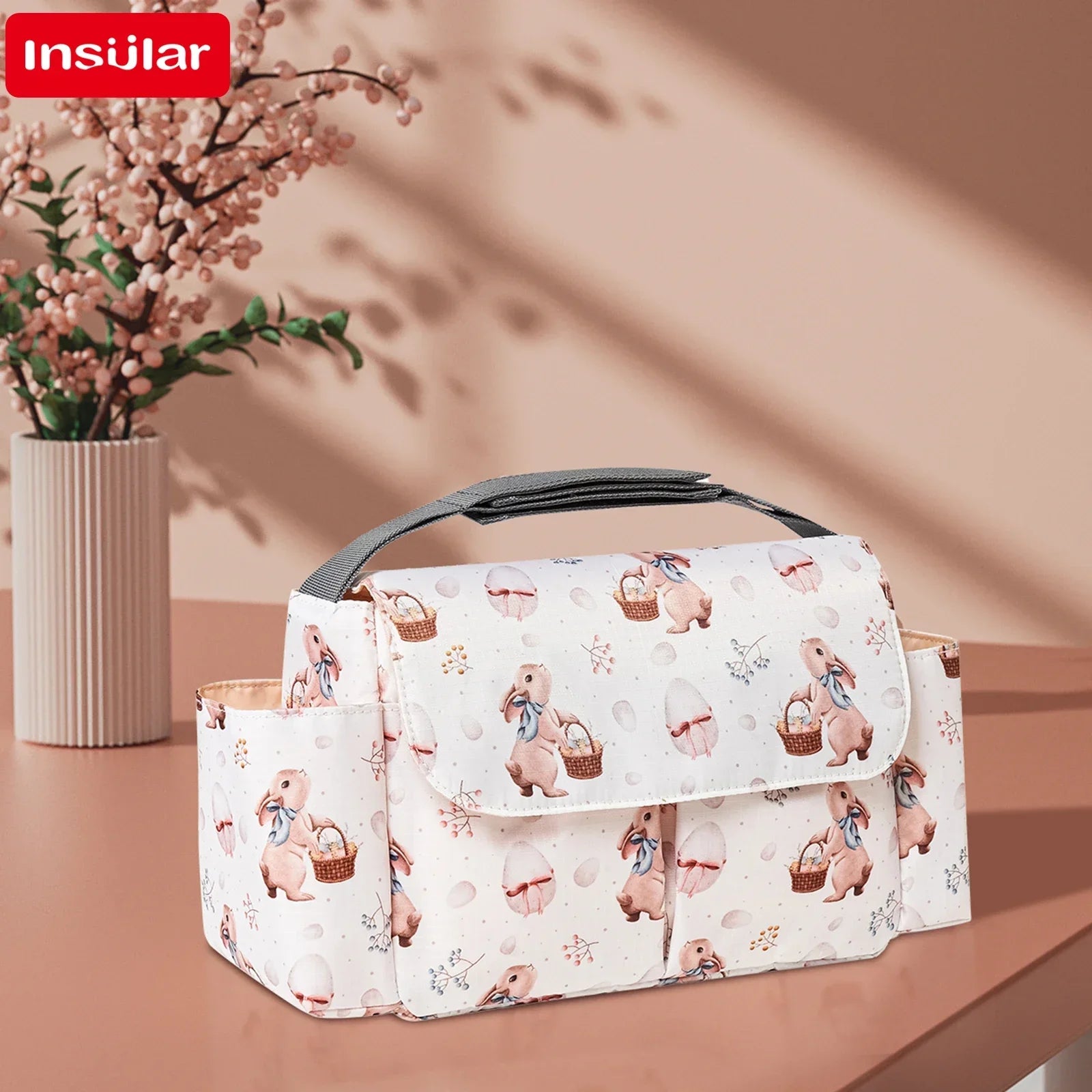 Diaper Bag for Baby – Waterproof Cartoon Stroller Organizer with Hooks for Buggy/Pram