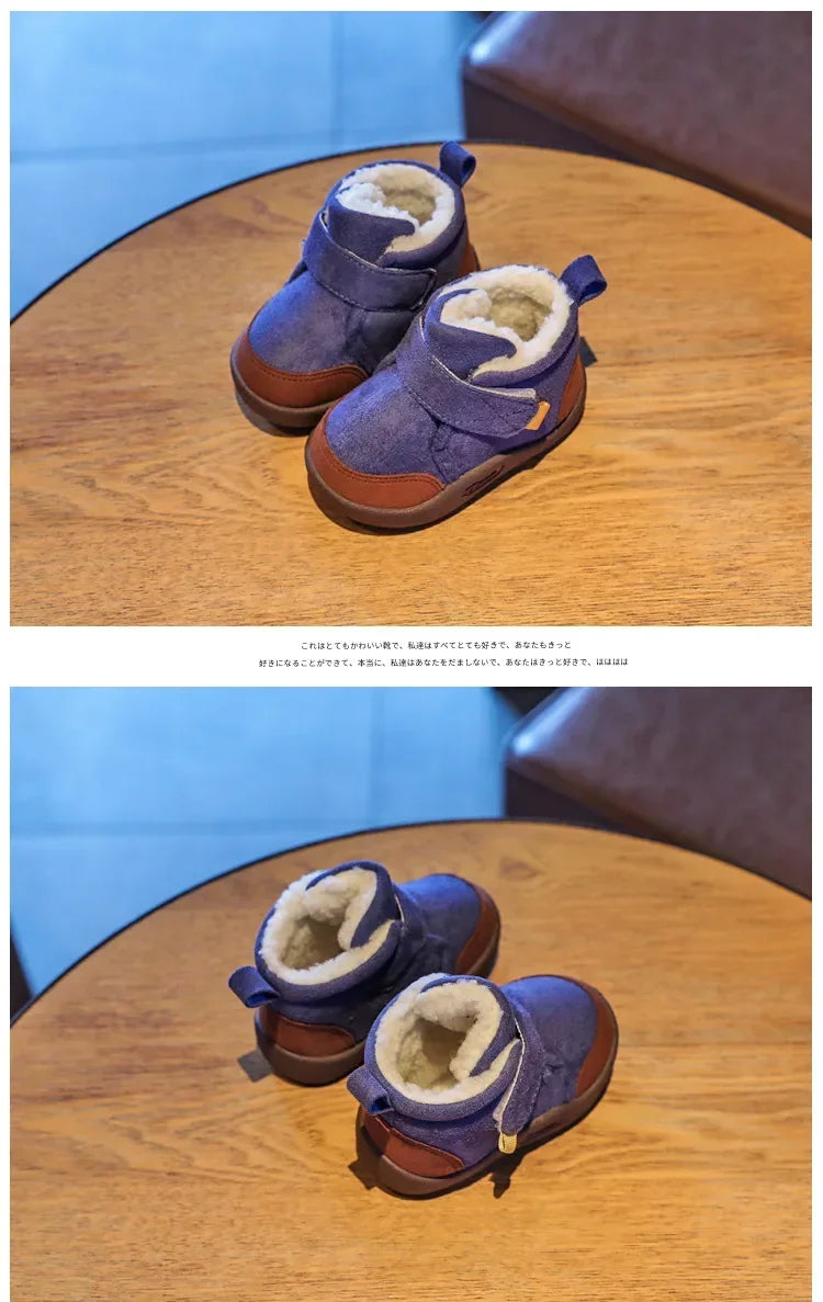 Kids Winter Snow Boots (0–5Y) – Plush Warm Non-Slip Sneakers