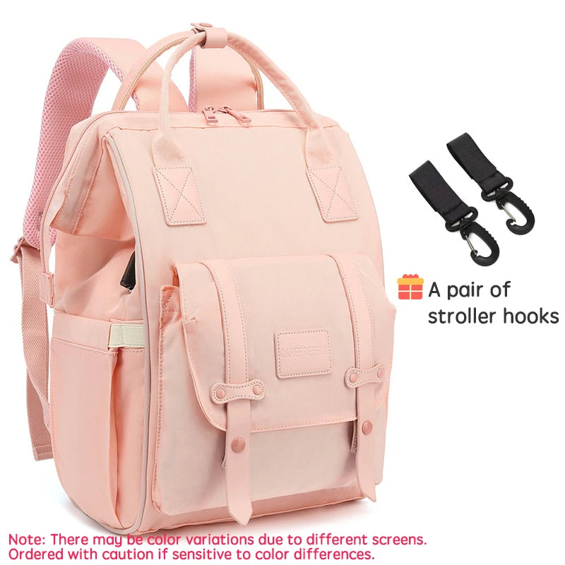 Maternity Diaper Backpack for Travel – Waterproof with Stroller Hooks