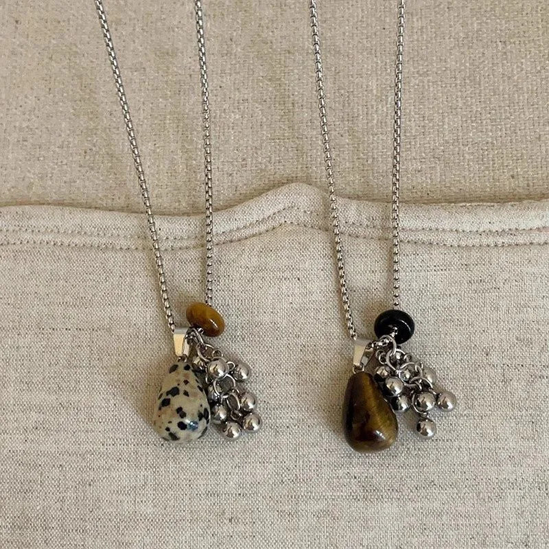 Irregular Tiger Eye Stone Pendant Necklace