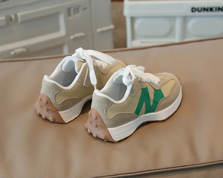 Kids Spring Leather Sneakers – Soft Sole Non-Slip Casual Shoes